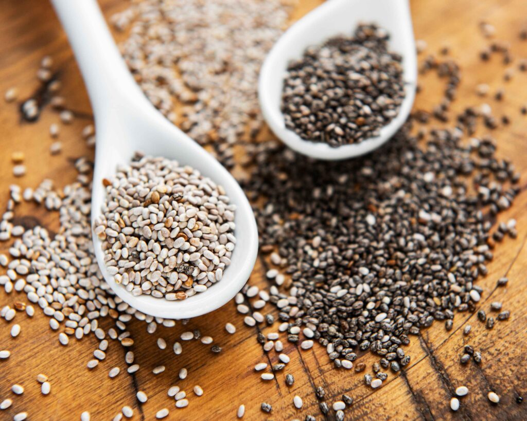 Chia seeds in spoon
